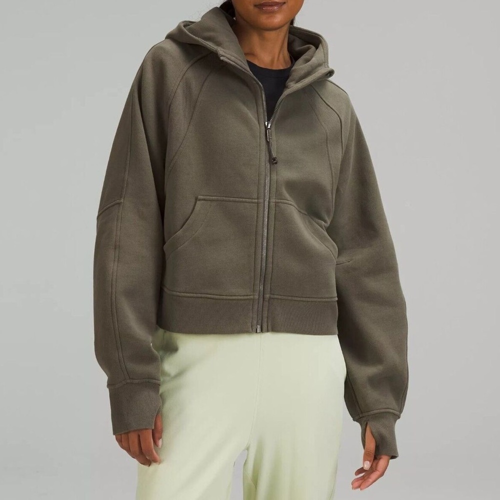 Brand New Lululemon Cropped FullZip Oversized Scuba Hoodie XS/S C: Medium Olive